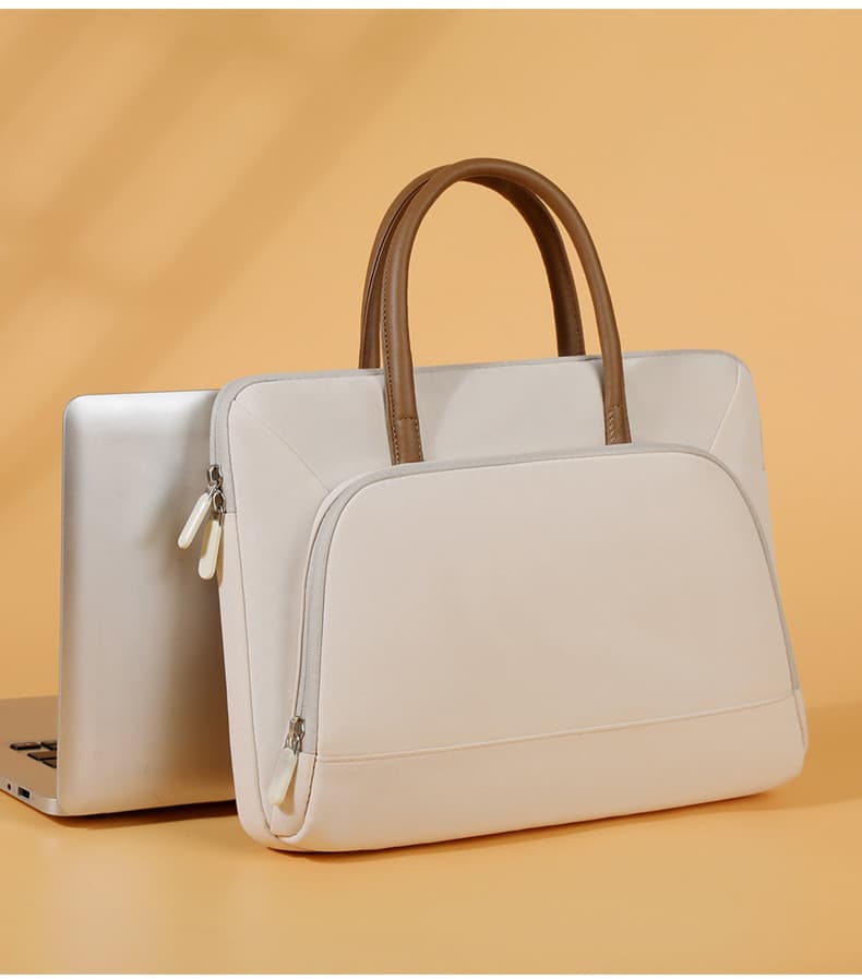 C100 Beige Fashion Laptop Bag Scene Display