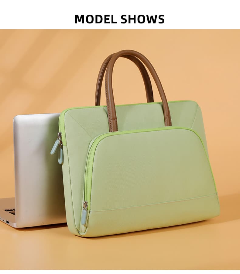C100 Lemon Green Fashion Laptop Bag Scene Display