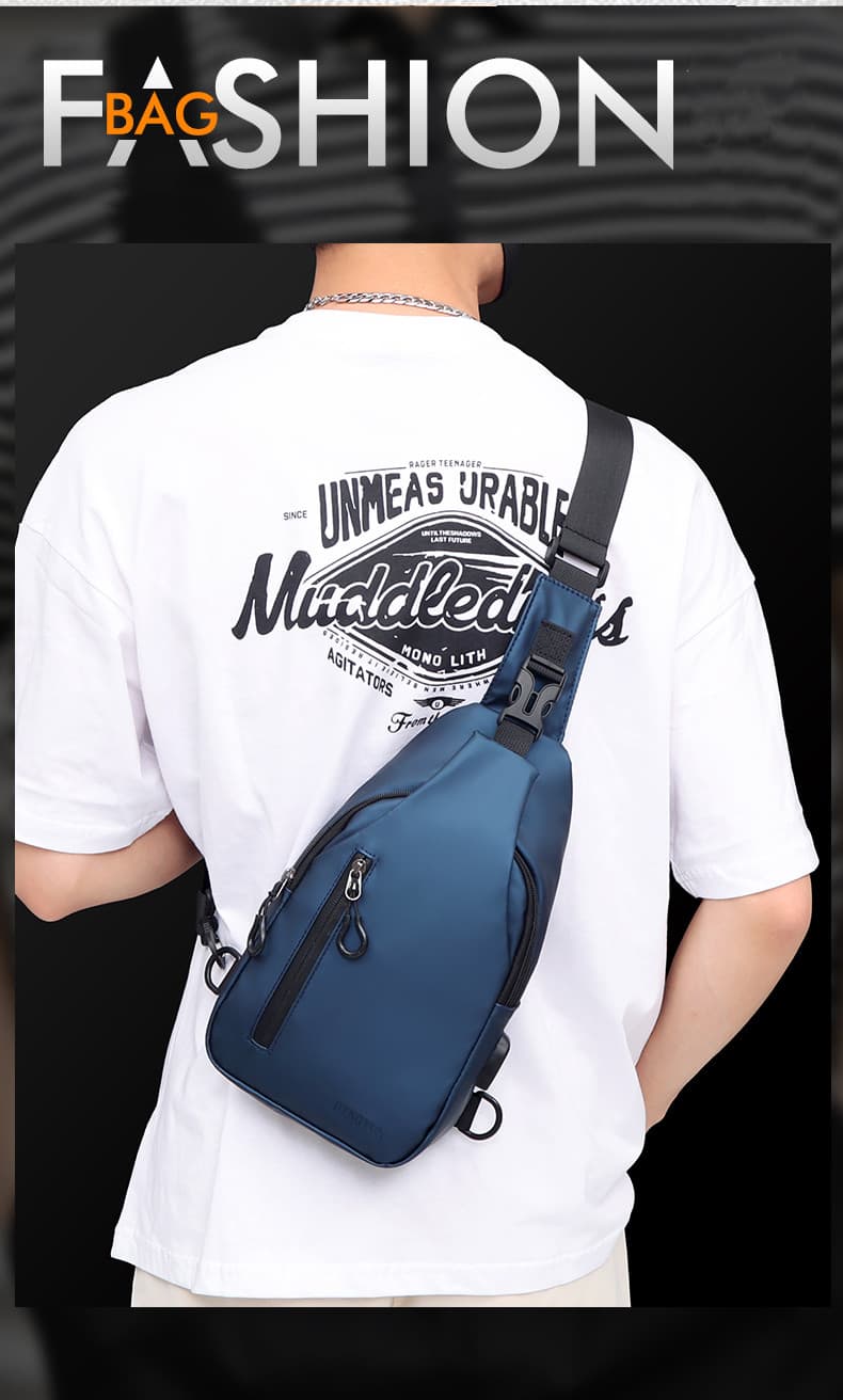 DY-604 Blue USB Charging Chest Bag