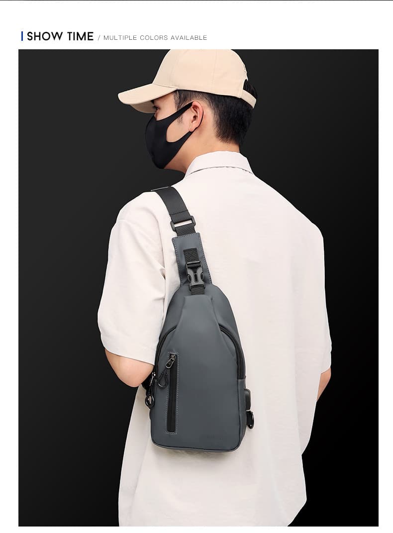 DY-604 Grey USB Charging Chest Bag