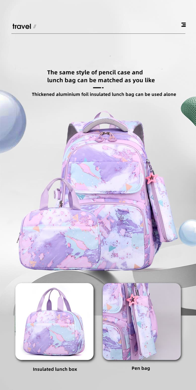 XYY-9695 Purple Kids School Bag