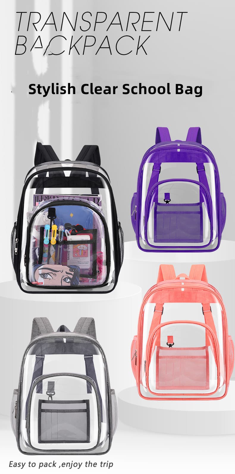 QH045 Pvc School Bag