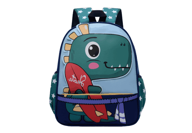 Green Lightweight Cartoon Kids School Bag