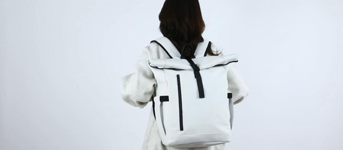 Unisex Trendy Roll Top Laptop Backpack Video Cover