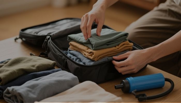 Air Pump Compression Backpack Clothes Packing